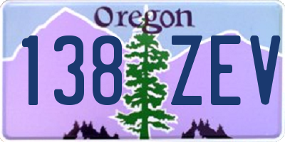OR license plate 138ZEV