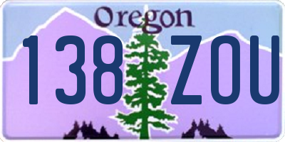 OR license plate 138ZOU