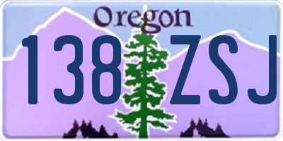 OR license plate 138ZSJ