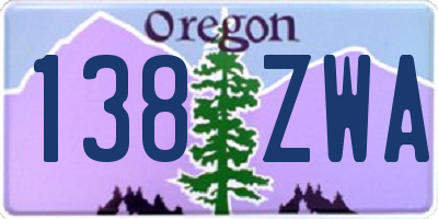 OR license plate 138ZWA