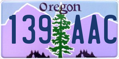 OR license plate 139AAC