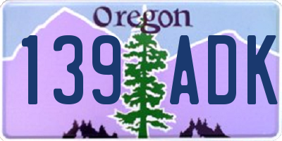 OR license plate 139ADK