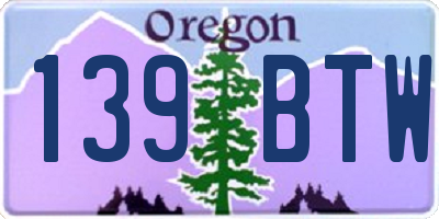 OR license plate 139BTW