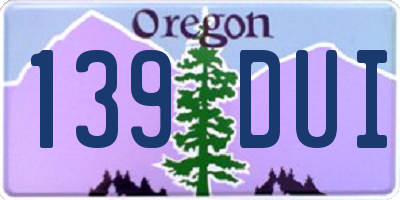OR license plate 139DUI