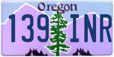 OR license plate 139INR