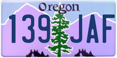 OR license plate 139JAF