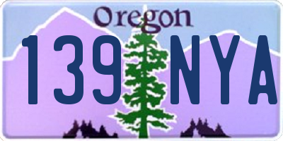 OR license plate 139NYA