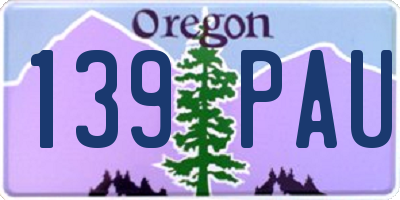 OR license plate 139PAU