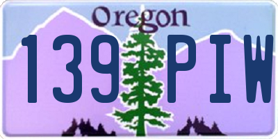 OR license plate 139PIW