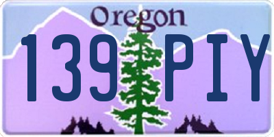 OR license plate 139PIY