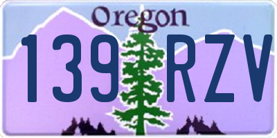 OR license plate 139RZV