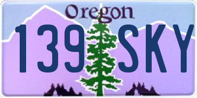 OR license plate 139SKY
