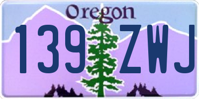OR license plate 139ZWJ