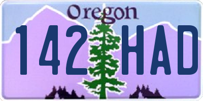 OR license plate 142HAD