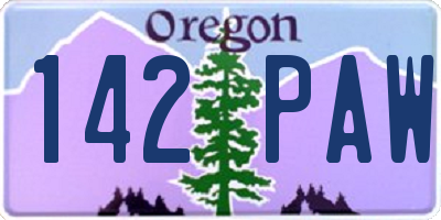 OR license plate 142PAW
