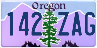 OR license plate 142ZAG