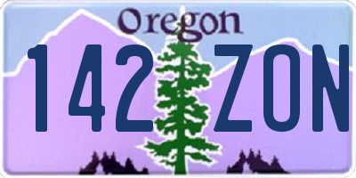 OR license plate 142ZON