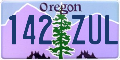 OR license plate 142ZUL