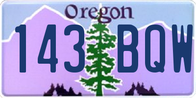 OR license plate 143BQW