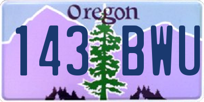 OR license plate 143BWU