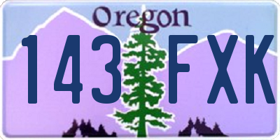 OR license plate 143FXK