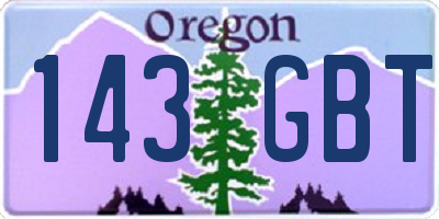 OR license plate 143GBT