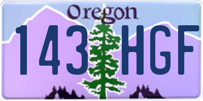 OR license plate 143HGF