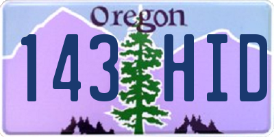 OR license plate 143HID