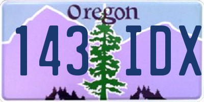 OR license plate 143IDX