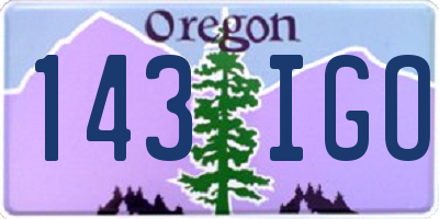 OR license plate 143IGO
