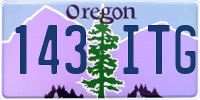 OR license plate 143ITG