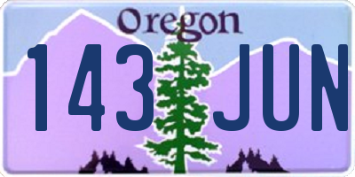 OR license plate 143JUN