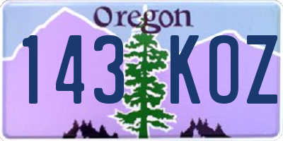 OR license plate 143KOZ