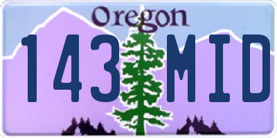 OR license plate 143MID