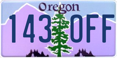 OR license plate 143OFF