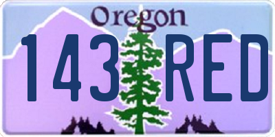 OR license plate 143RED