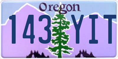 OR license plate 143YIT