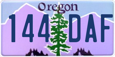 OR license plate 144DAF