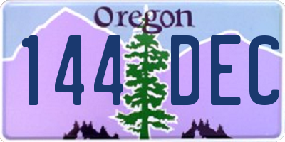 OR license plate 144DEC