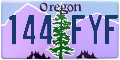 OR license plate 144FYF