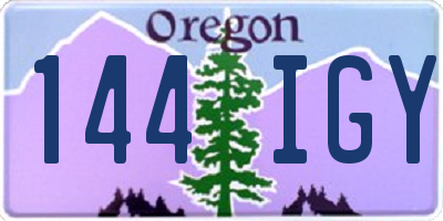 OR license plate 144IGY