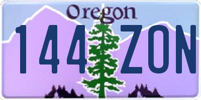 OR license plate 144ZON