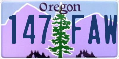 OR license plate 147FAW