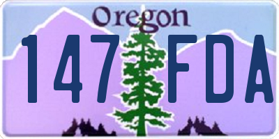 OR license plate 147FDA