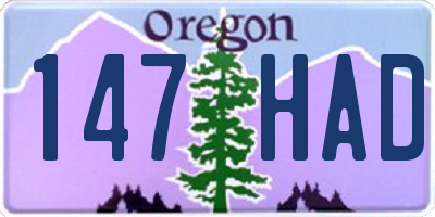 OR license plate 147HAD