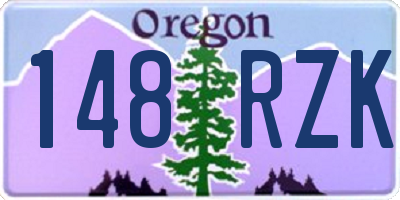 OR license plate 148RZK