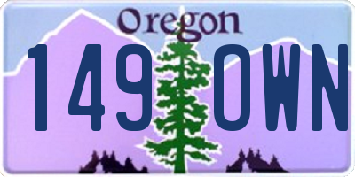 OR license plate 149OWN