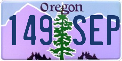 OR license plate 149SEP