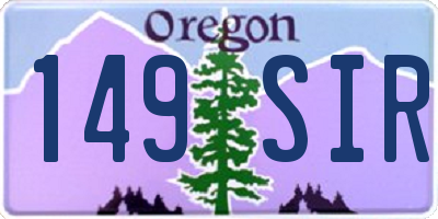 OR license plate 149SIR