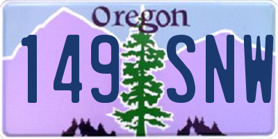 OR license plate 149SNW